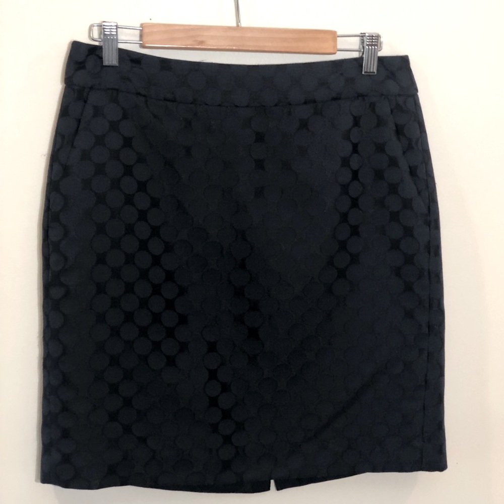 Navy Polkadot Skirt, w/ pockets, sz 10